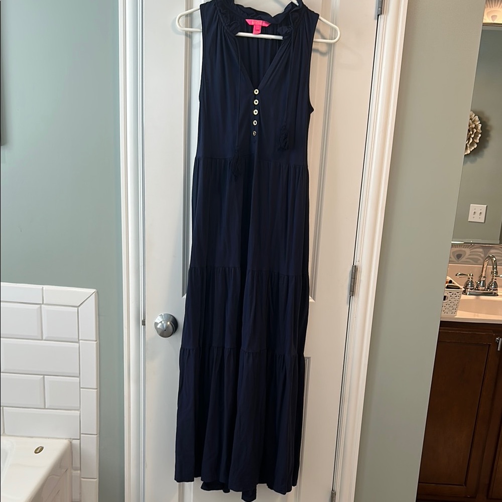 Lilly Pulitzer Blue Sleeveless V-Neck Maxi Sundress